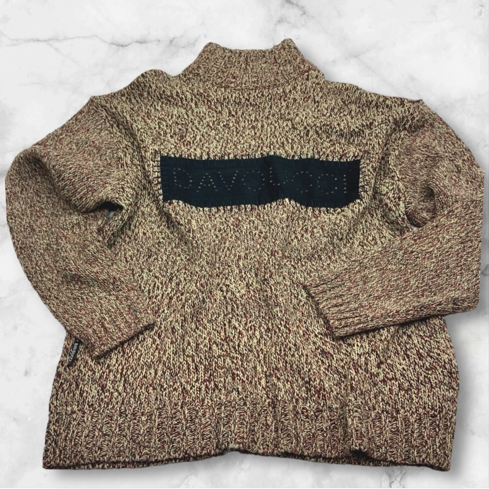 Men's Davoucci Burgundy | Cream Black Suede Sweaters NWT